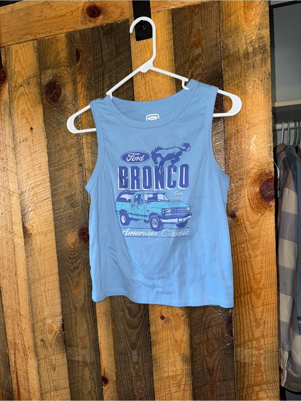 Ford Light Blue Bronco Graphic Tank Top